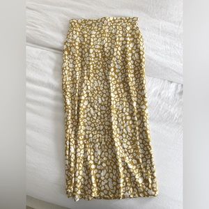 yellow cheetah midi pencil skirt